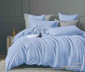 Набор: 2 наволочки сатин гл/кр диз. № 15-4030 (Голубой шамбре)