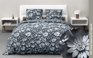 КПБ Бязь "Бояртекс" диз. № 383 Маргаритка, 8 Вид, серый (L)