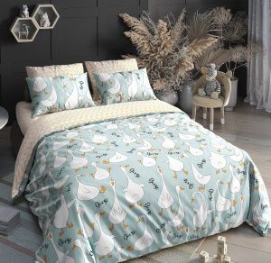 КПБ Поплин Тинейджер "Luxor" диз. № Гуси мятка