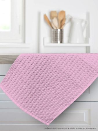 Полотенце кухонное вафельное 40х60 с петелькой (розовое)